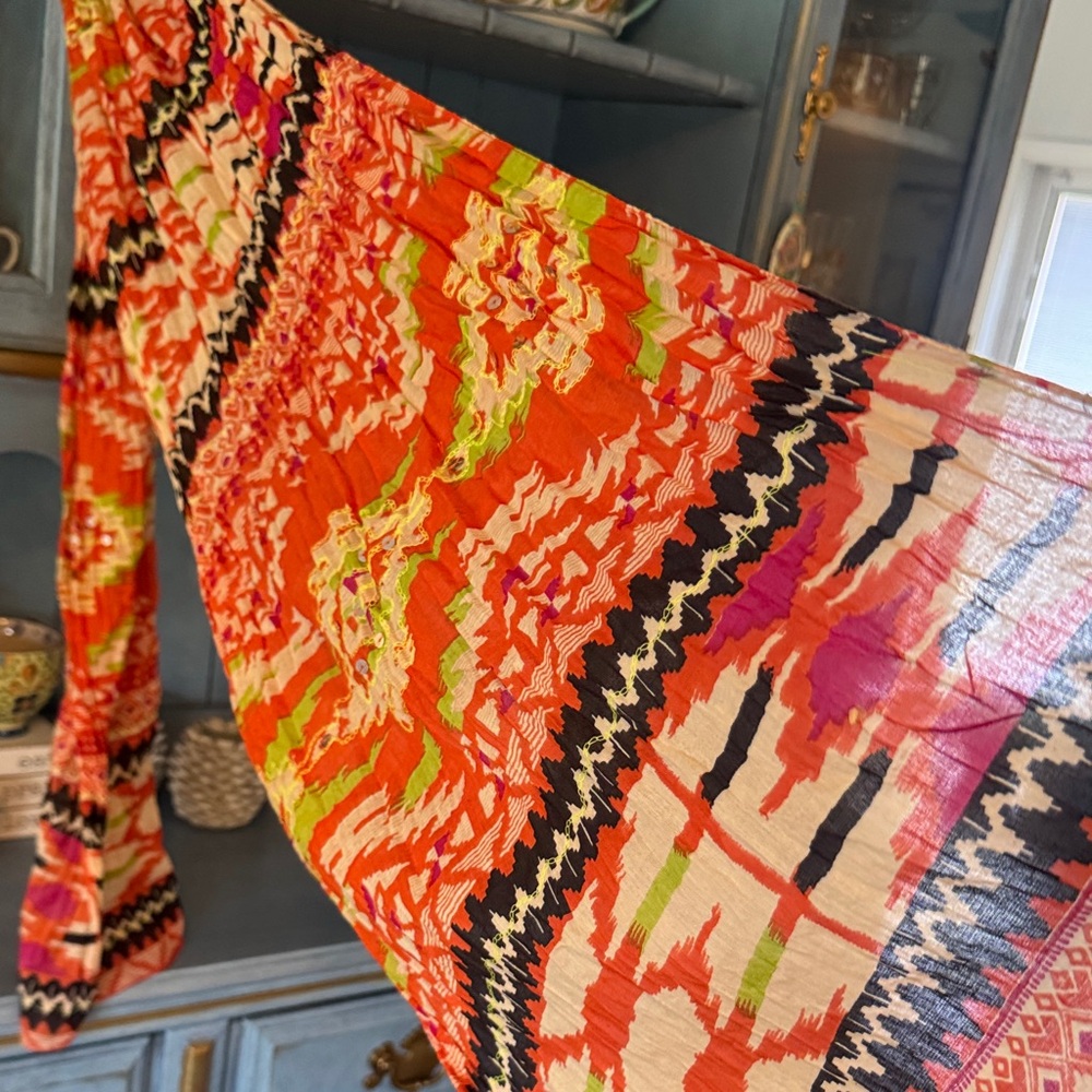 Olsenboye Orange and Pink Patterned Scarf - Picture 3 of 10